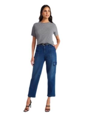 Sofia by Sofia Vergara High-Rise Cargo Barrel Jeans in Blue
